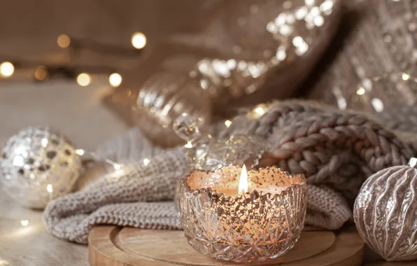 Шарики, шары, свеча, Рождество, Новый год