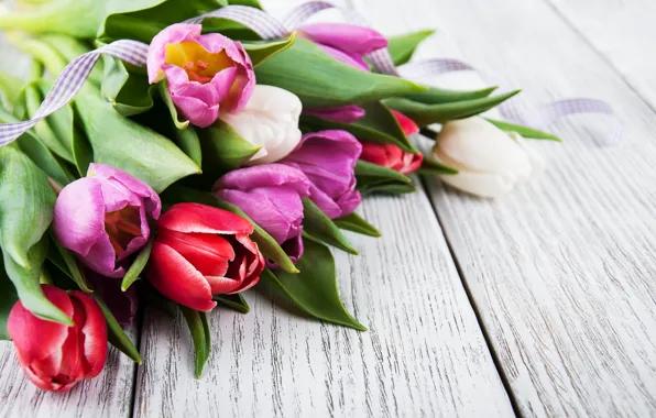 Картинка цветы, букет, colorful, тюльпаны, pink, flowers, tulips, spring
