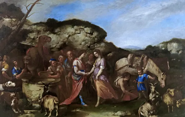 Картинка картина, мифология, Лука Джордано, Исаак и Ревекка