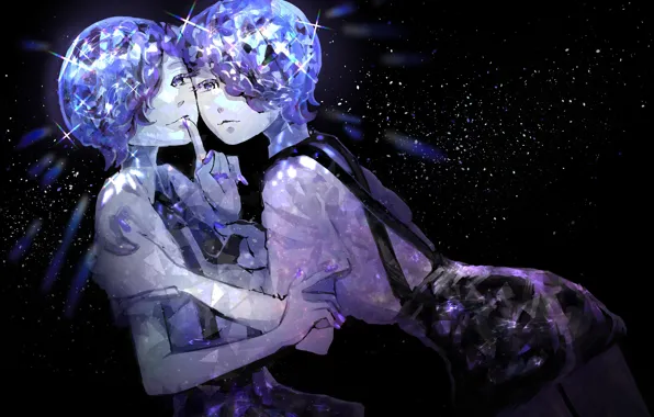 Аниме, арт, двое, amethyst, houseki no kuni