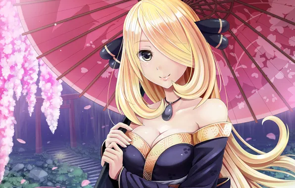 Girl, sexy, cleavage, long hair, dress, boobs, anime, beautiful