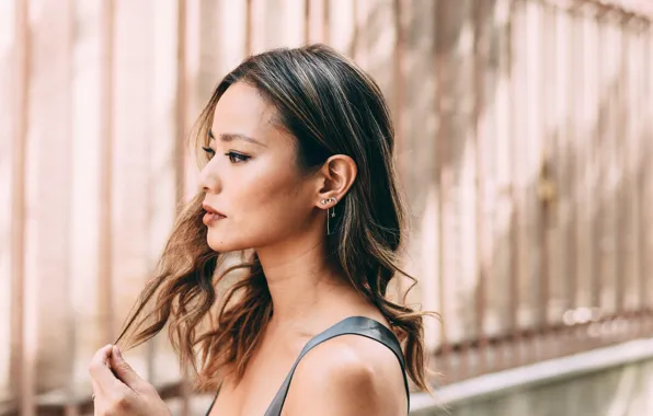 Взгляд, поза, актриса, брюнетка, профиль, sexy, hair, Jamie Chung