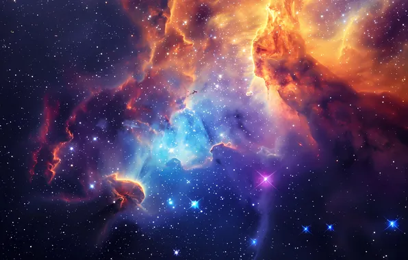 Stars, Space, Galaxy, Colorful, Nebula, Vibrant, Cosmic phenomena