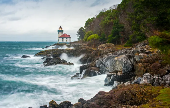 Storm, sea, Lime Kiln Lighthouse