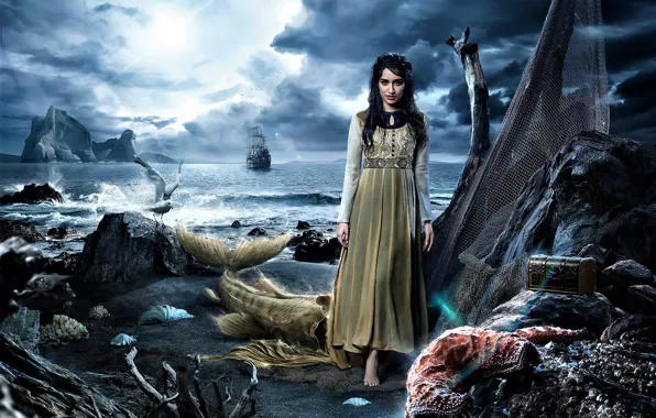 Dark, girl, dress, photography, pirate, pink, night, model