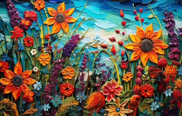 Цветы, фон, AI Art