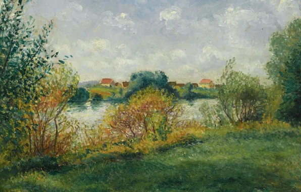 Пейзаж, природа, картина, Georges Henri Manzana Pissarro, Жорж-Анри Манзана-Писсарро, Сена в Муссо