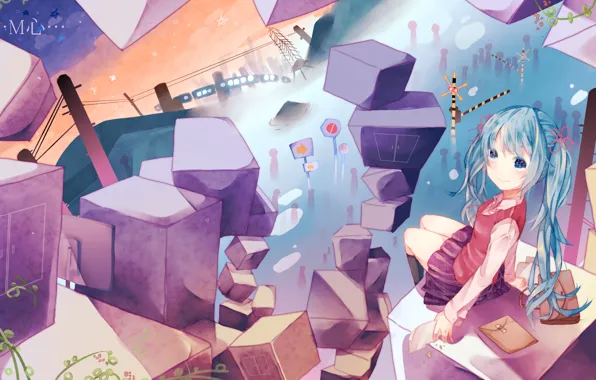 Картинка аниме, арт, девочка, вокалоид
