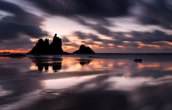Ночь, берег, Tenerife, Benijo
