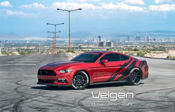 Картинка Mustang, Ford, Red, Wheels, Velgen, Ruby, VMB9