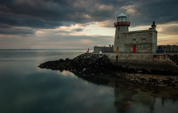 Картинка море, берег, человек, маяк