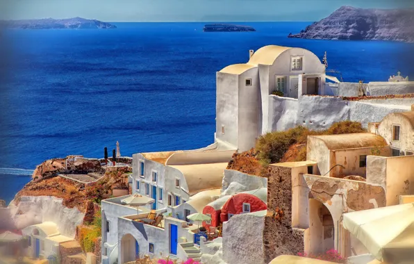 Море, Санторини, Греция, Oia