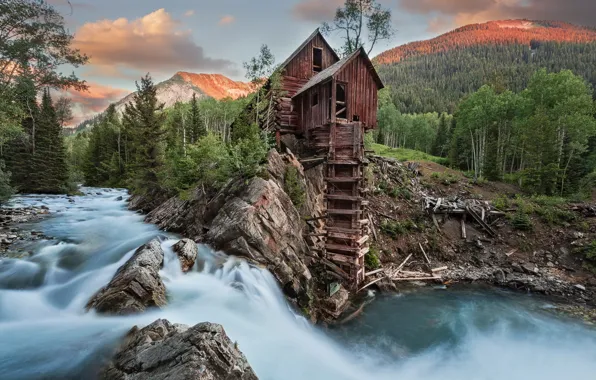 Пейзаж, sunset, Crystal Mill