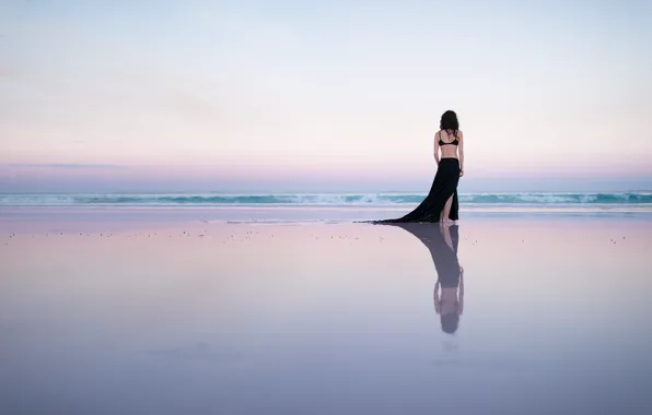 Море, девушка, берег