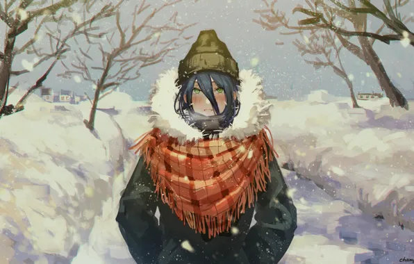 Зима, дорога, девушка, Chainsaw Man, Reze
