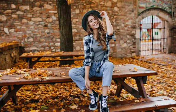 Girl, hat, jeans, cute, adorable
