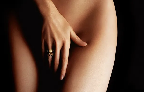 Секси, голая, рука, кольцо, sexy, бедро, ring, hand