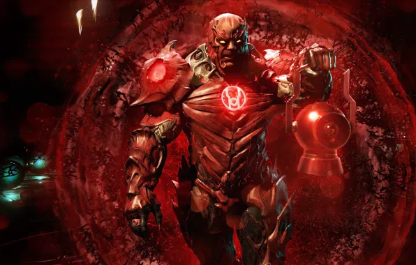 Red, game, powerful, strong, muscular, Red Lantern, Injustice 2, supervillain