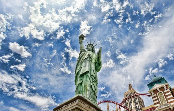 Небо, США, Америка, Статуя Свободы