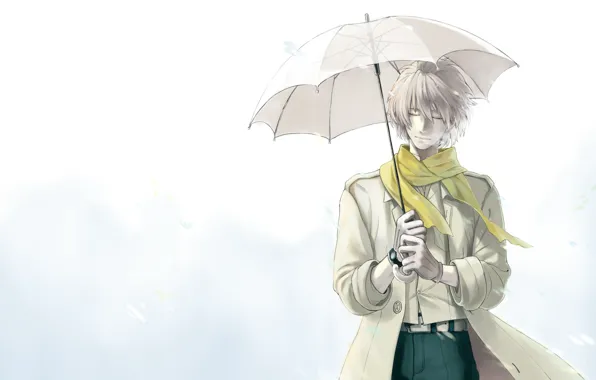 Зонт, арт, парень, киборг, DRAMAtical Murder, Клер