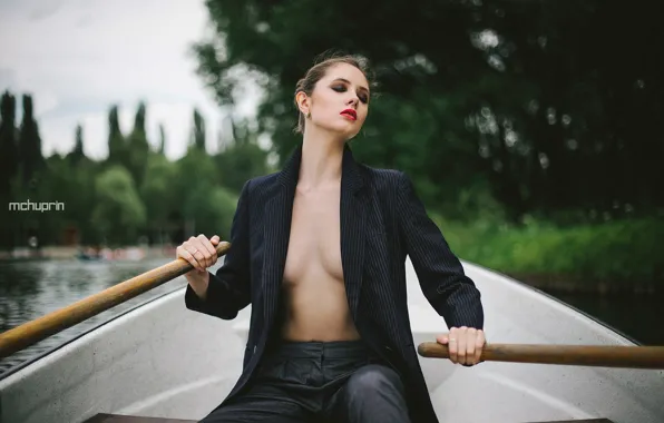 Girl, cleavage, photo, photographer, model, brunette, portrait, closed eyes