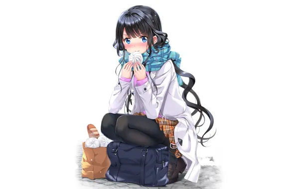 Белый, девушка, фон, anime, art, булочки, Aki Adagaki, Masamune-kun no Revenge