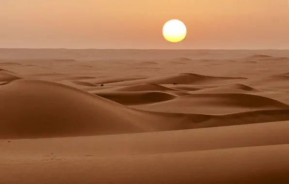 Картинка песок, солнце, пустыня, горизонт