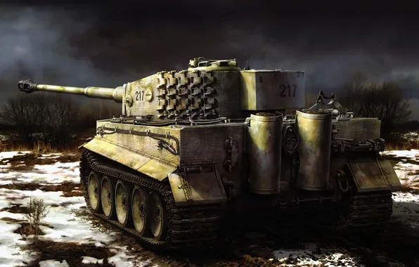 Картинка Tiger, art, painting, tank, ww2