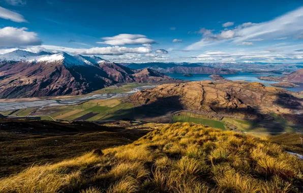 Горы, озеро, вид, New Zealand, Wanaka