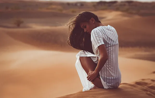 Картинка девушка, пустыня, модель, ножки, Chromatropic