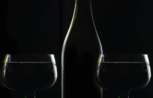Celebration, bottle, wine cups, glass ware