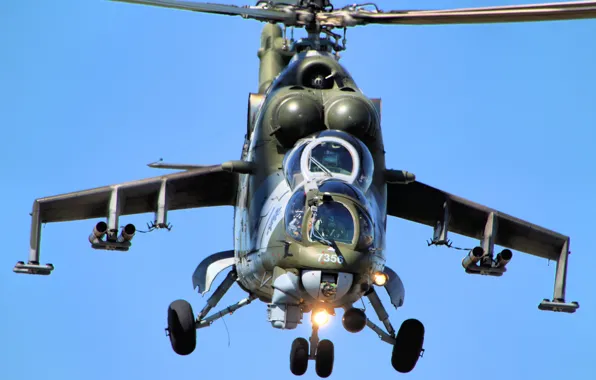 Картинка полет, вертолёт, боевой, Ми-24