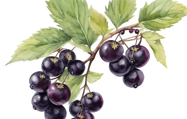 Зеленый, green, черный, рисунок, еда, berry, ягода, акварель