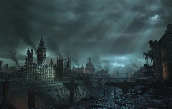 Картинка Англия, Лондон, разруха, руины
