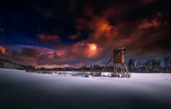Зима, небо, облака, снег, Austria, Georg Haaser