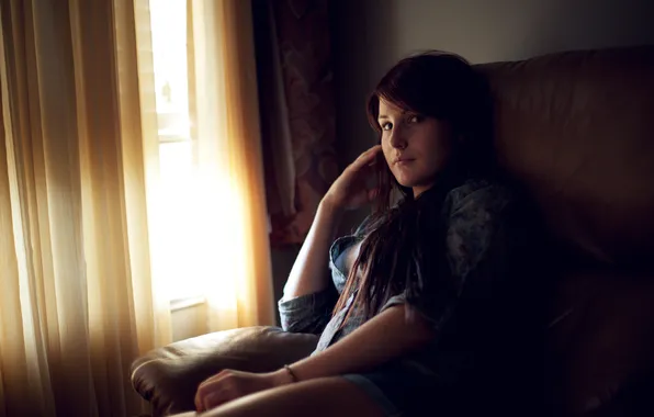 Девушка, кресло, фотограф, girl, шторы, photography, photographer, Brian Storey