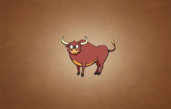 Картинка животное, минимализм, рогатый, бык, bull, темноватый фон, хмуристый