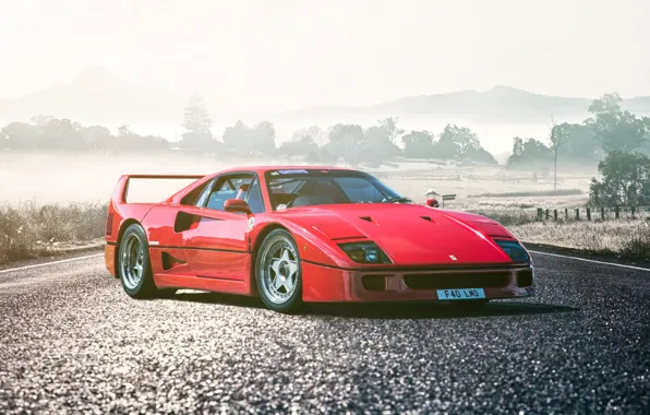 Картинка Ferrari, Red, F40, Car, Front, Legend, Road, Supercar