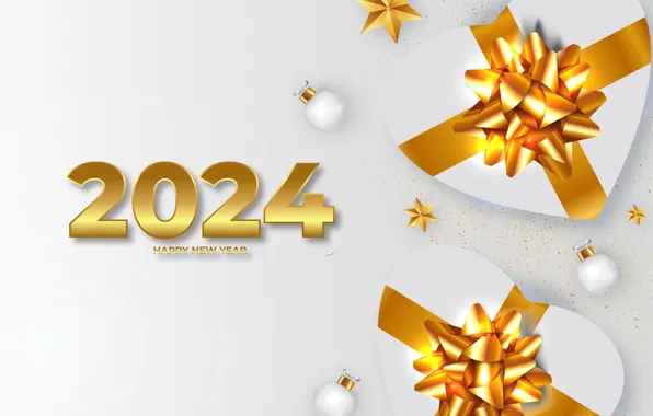 Цифры, Новый год, дата, композиция, 2024, Новый 2024 год