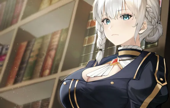 Girl, sexy, cleavage, blouse, boobs, anime, beautiful, short hair