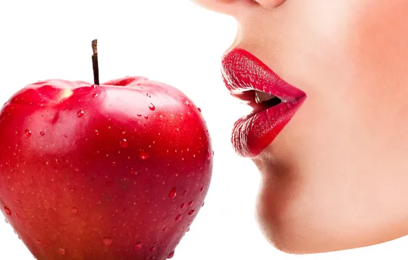 Красный, губы, белый фон, red, lips, white background, яркая помада, bright lipstick