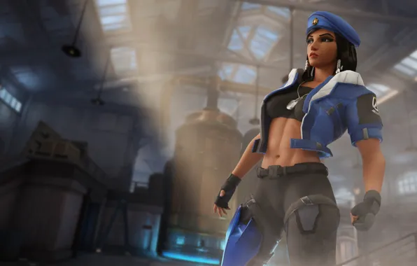 Девушка, красота, берет, Overwatch, Pharah, Fareeha Amari