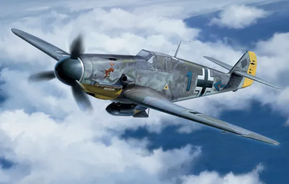 Картинка aviation, ww2, fighter, airplane, war, Messerschmitt Bf 109F-4