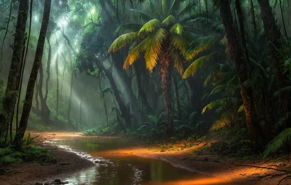 Картинка trees, jungle, nature, stream, tropics