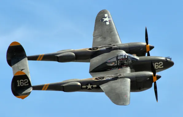 Картинка полет, истребитель, Lightning, P-38