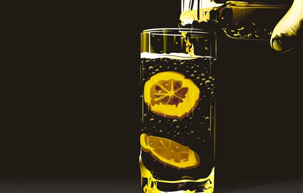 Картинка стакан, лимон, Вектор