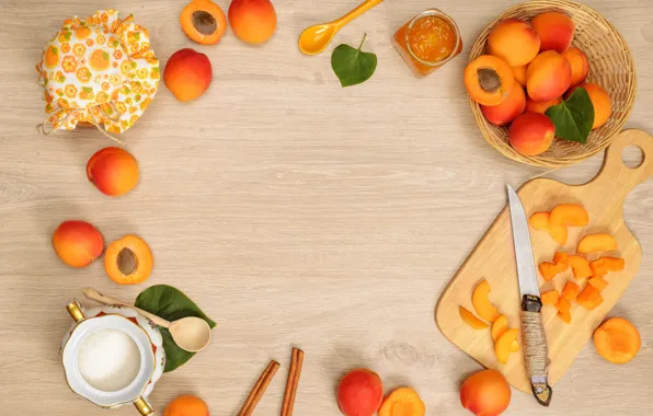 Картинка фрукты, wood, джем, абрикосы, apricot