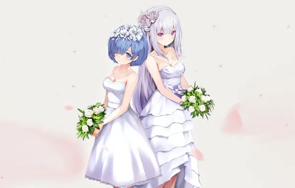 Цветы, девушки, свадьба, невесты, С нуля, Re: Zero Kara Hajimeru Isekai Seikatsu
