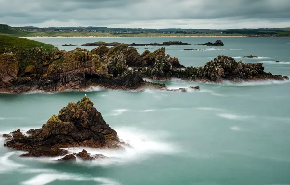 Небо, фото, скалы, Scotland, Cruden Bay Aberdeenshire