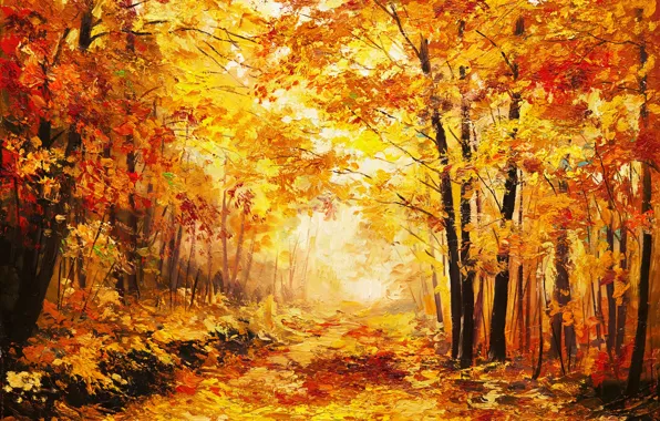 Осень, листья, деревья, окрас, время года